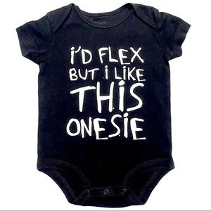 Spencer’s, Funny “I’d Flex…” Black Baby Onesie, 6m